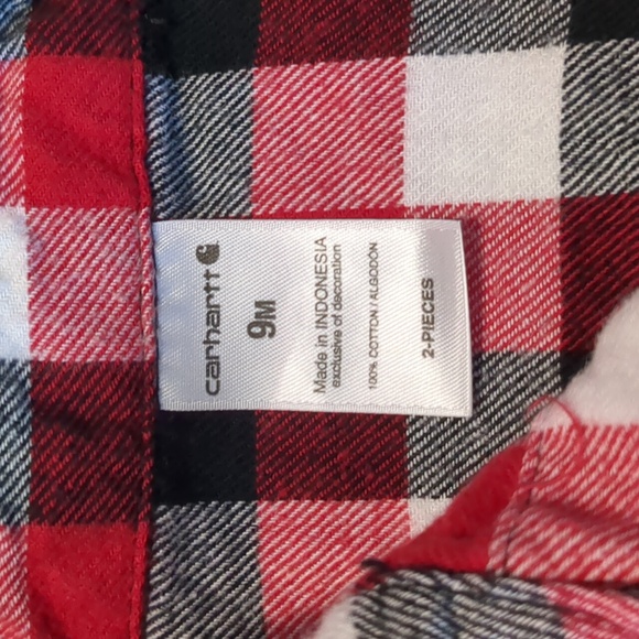 Baby Carhartt Camo Shorts Overalls, One Piece Camo Fleece, Red And Black Plaid - Picture 3 of 8